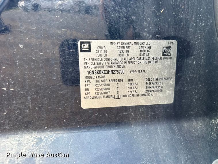 image for item DY3169 2017 Chevrolet Tahoe LT SUV