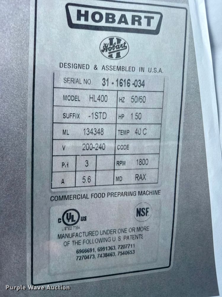 image for item DY3172 Hobart HL400 commercial mixer