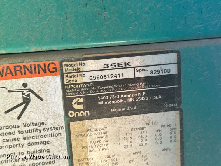 image for item DY3201 Onan generator