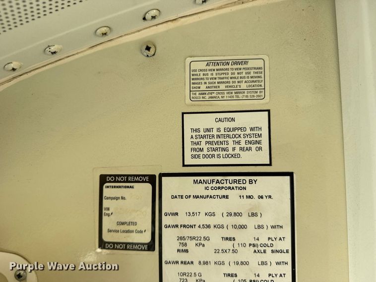 image for item DY3248 2008 International PB10500 school bus