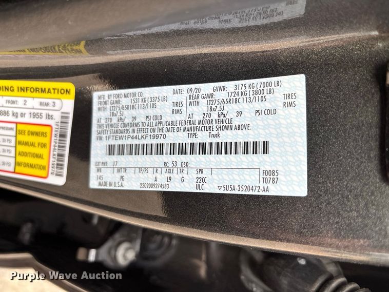 image for item DZ4553 2020 Ford F150 XL Police Responder Crew Cab pickup truck