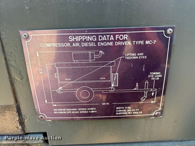image for item DZ4558 1987 Davey Compressor Co 11M125RPDQ air compressor