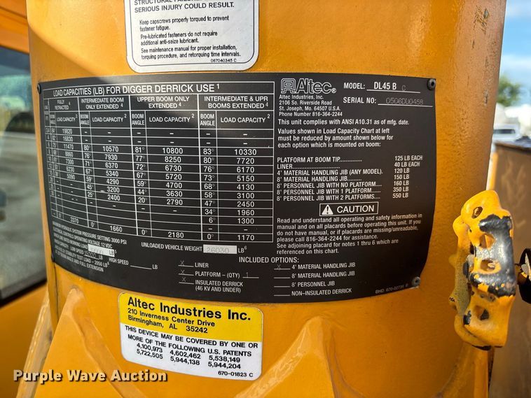 image for item DZ4640 2006 Chevrolet C8500 digger derrick truck