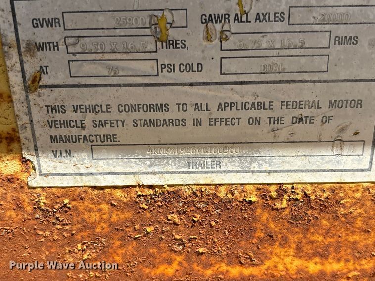 image for item DZ4658 1997 Towmaster 0C-20 equipment trailer