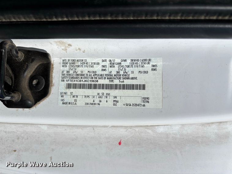 image for item DZ4664 2018 Ford F150 XL Ext. Cab pickup truck
