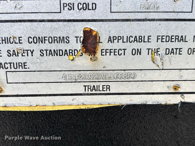 image for item DZ4681 1997 Towmaster OC-20 equipment trailer