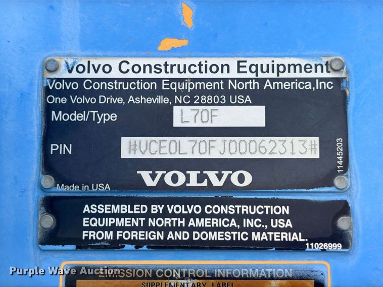 image for item ED5478 2008 Volvo L70F wheel loader