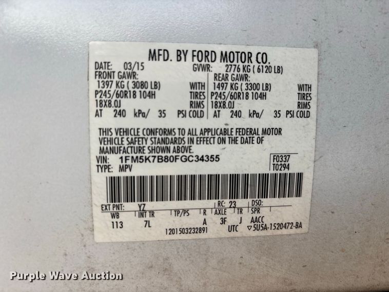 image for item ER3239 2015 Ford Explorer SUV