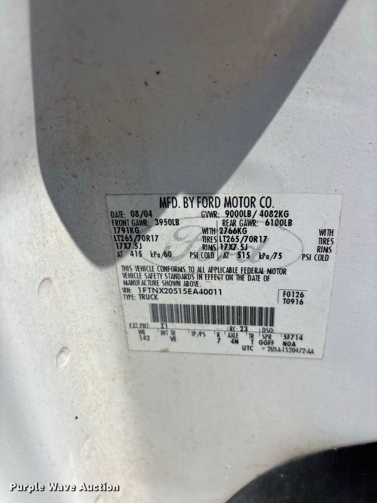 image for item ER3248 2005 Ford F250 Super Duty Ext. Cab pickup truck