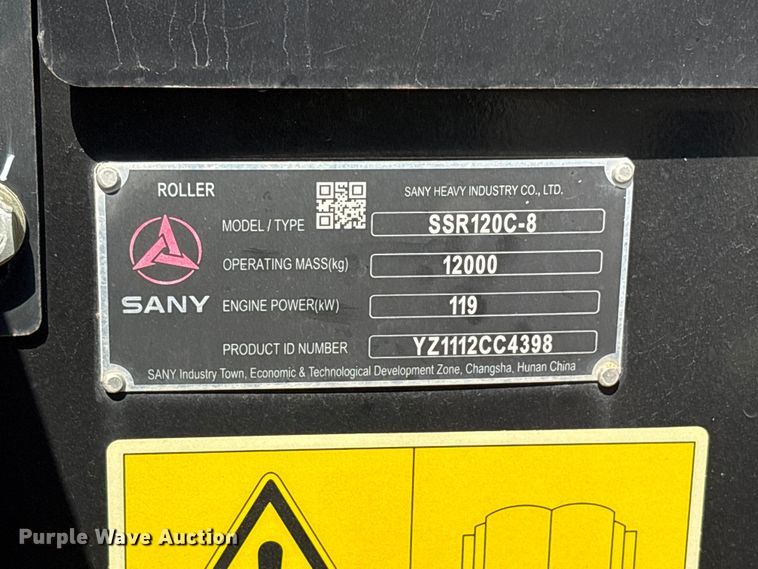 image for item ET0371 Sany SSR120C-8 single drum vibratory roller
