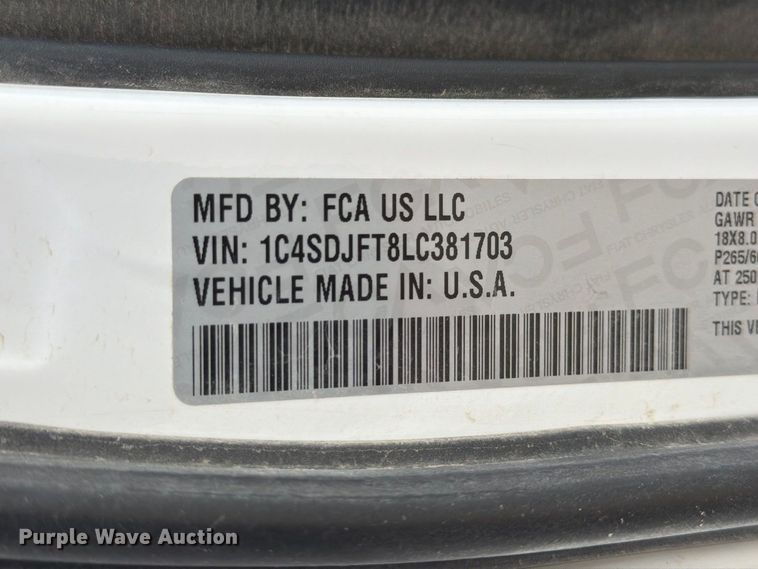 image for item ET1690 2020 Dodge Durango SSV SUV