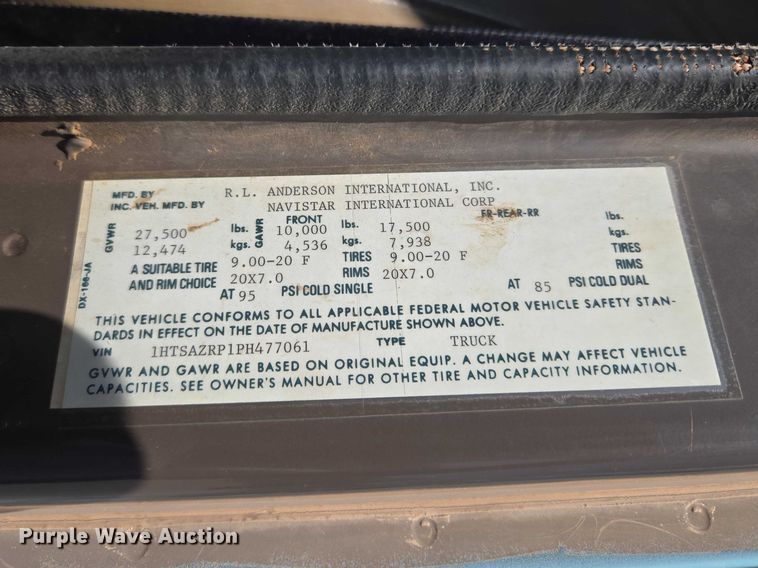 image for item ET5169 1993 International 4600 dump truck