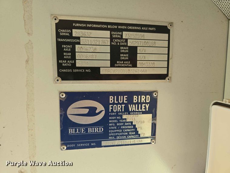 image for item EW0420 2012 Blue Bird BB Conventional school bus