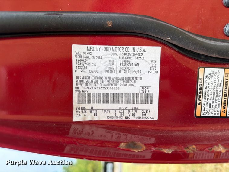image for item EW8641 2002 Ford Explorer SUV