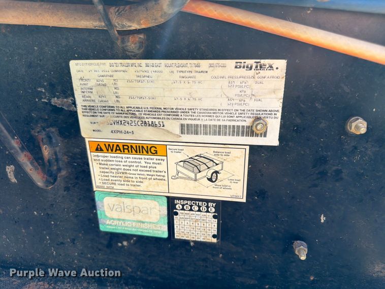 image for item EX0013 2012 Big Tex 4XPH-24+5 equipment trailer
