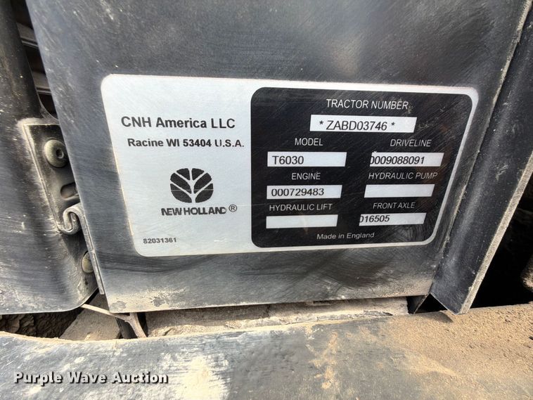 image for item EX2596 2010 New Holland T6030 MFWD tractor