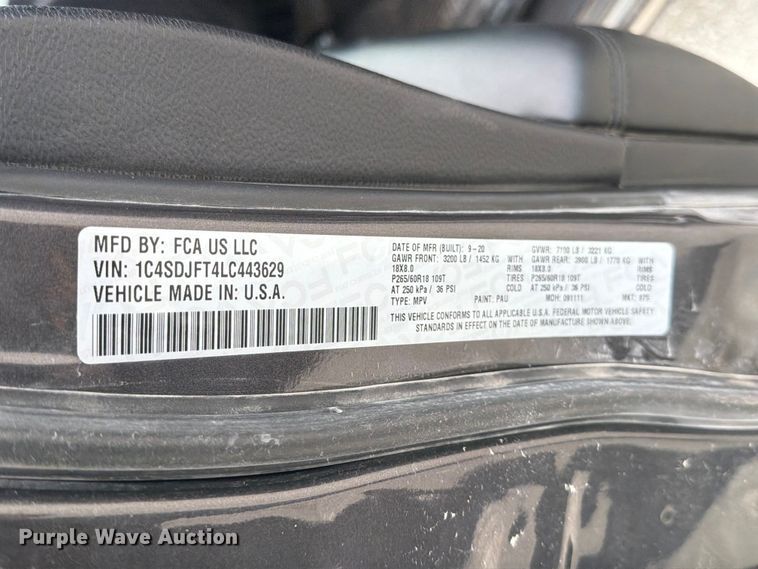 image for item EX4111 2020 Dodge Durango SSV SUV
