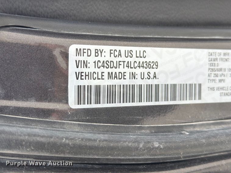image for item EX4111 2020 Dodge Durango SSV SUV