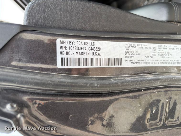 image for item EX4111 2020 Dodge Durango SSV SUV