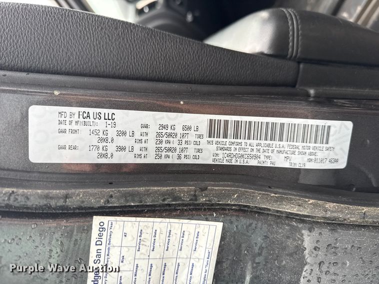 image for item FB6875 2019 Dodge Durango SUV