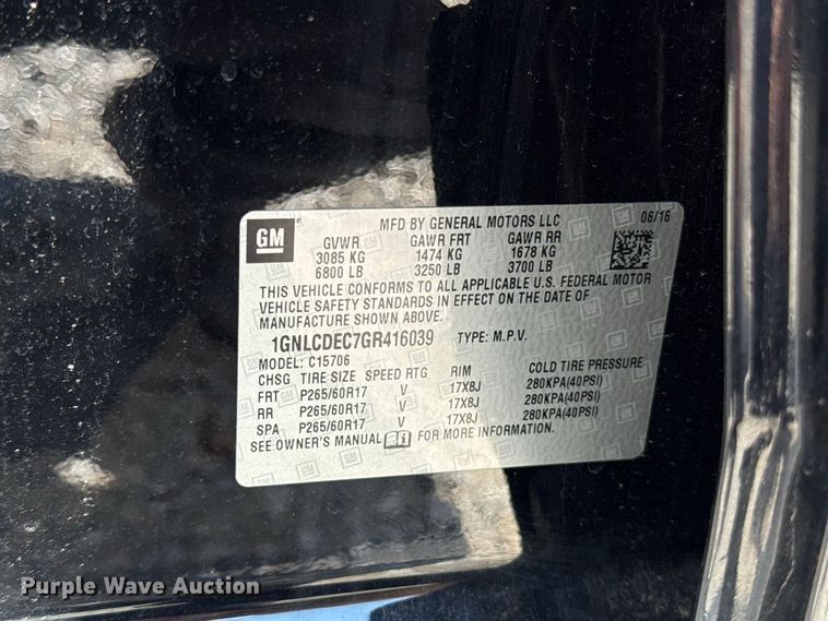 image for item FC4167 2016 Chevrolet Tahoe Police SUV