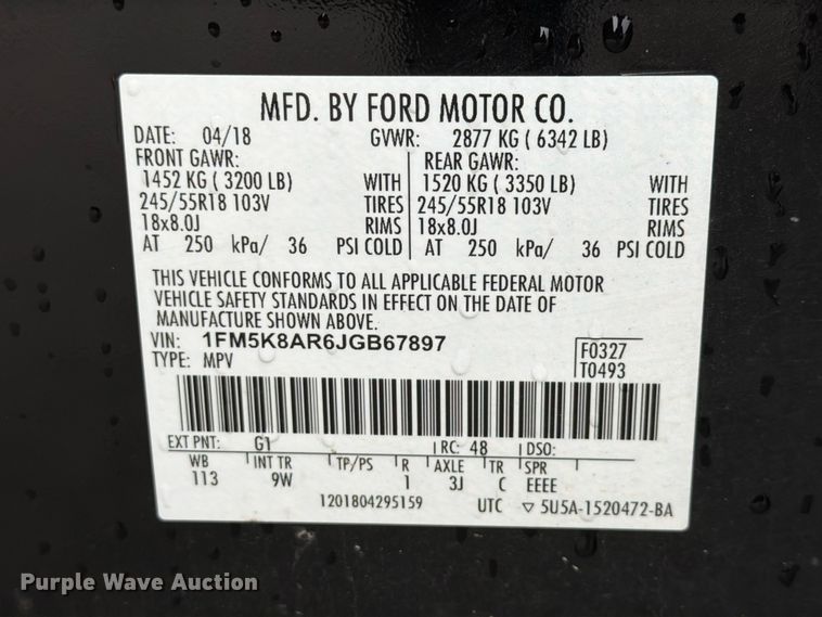image for item FK2045 2018 Ford Explorer Police Interceptor SUV
