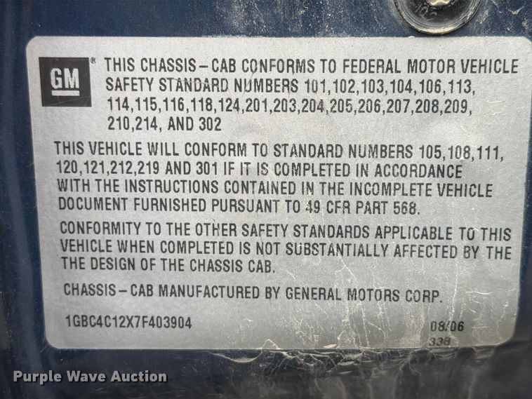 image for item FK2046 2007 Chevrolet C4500 utility / service truck