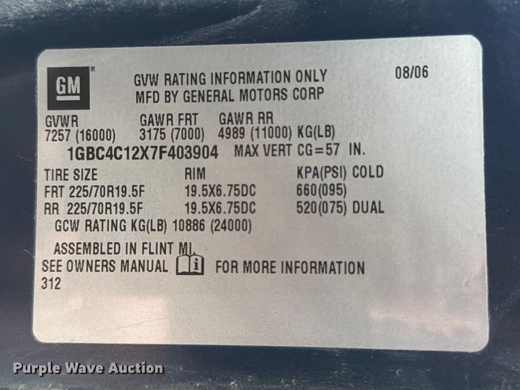 image for item FK2046 2007 Chevrolet C4500 utility / service truck