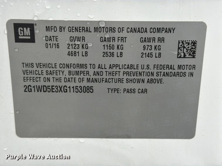 image for item FK2058 2016 Chevrolet Impala Police 