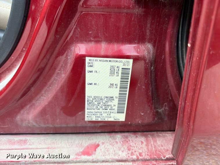 image for item FK3366 2016 Nissan Altima 