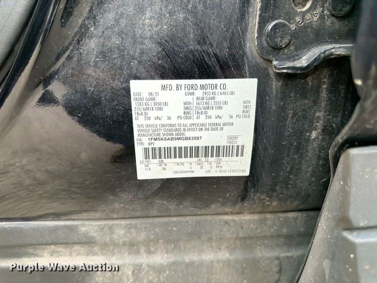 image for item FK3374 2021 Ford Explorer Police Interceptor SUV