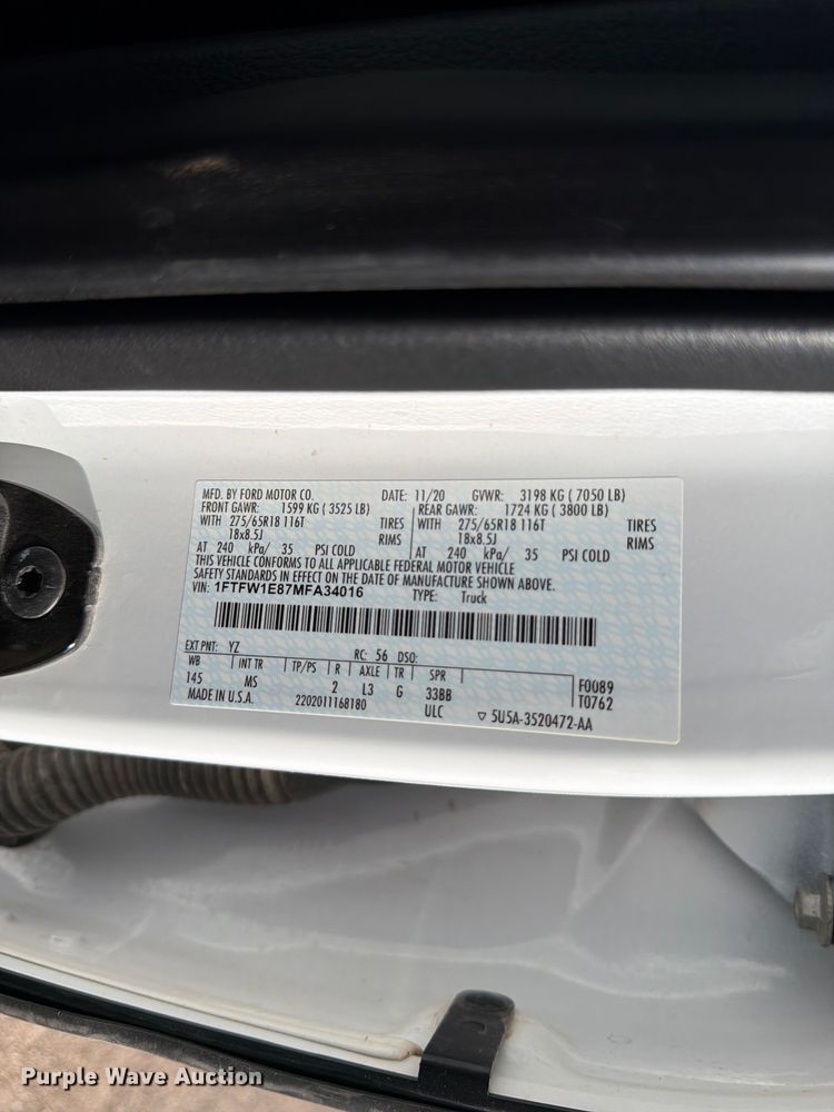 image for item FK4509 2021 Ford F150 Crew Cab pickup truck