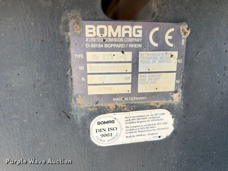 image for item FK4598 2000 Bomag BW213 D-3 single drum roller