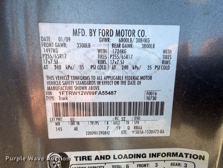 image for item FK5008 2009 Ford F150 Crew Cab pickup truck