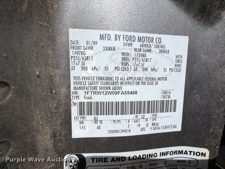 image for item FK5009 2009 Ford F150 Crew Cab pickup truck