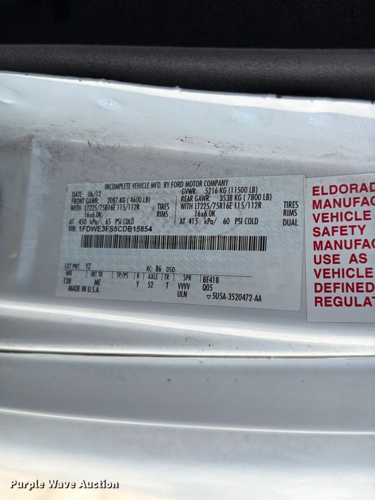 image for item FT6121 2012 Ford Eldorado E350 Super Duty shuttle bus