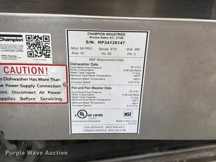 image for item MZ9922 Champion 66 Pro STD dishwasher