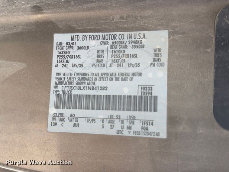 image for item MZ9990 2001 Ford F150 Ext. Cab pickup truck