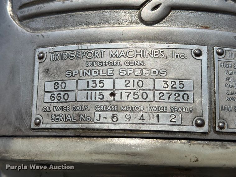 image for item NA9382 Bridgeport milling machine