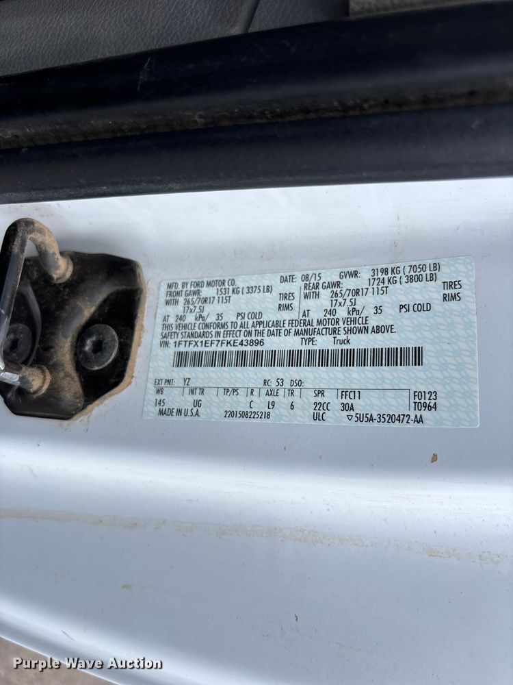 image for item NM9938 2015 Ford F150 Ext. Cab pickup truck
