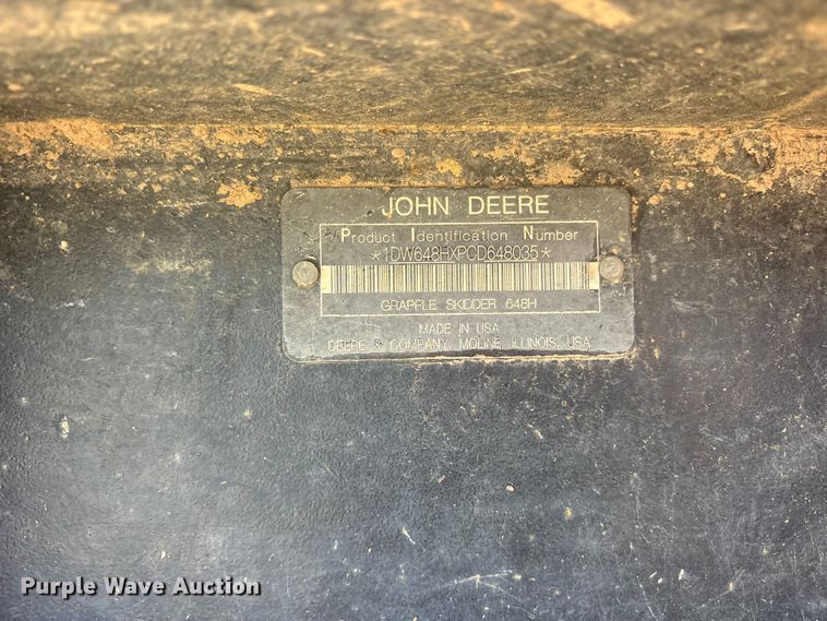image for item ET0321 2012 John Deere 648H skidder