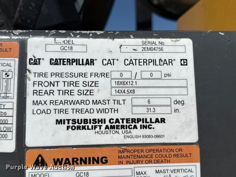 image for item EW4228 Caterpillar GC18 forklift