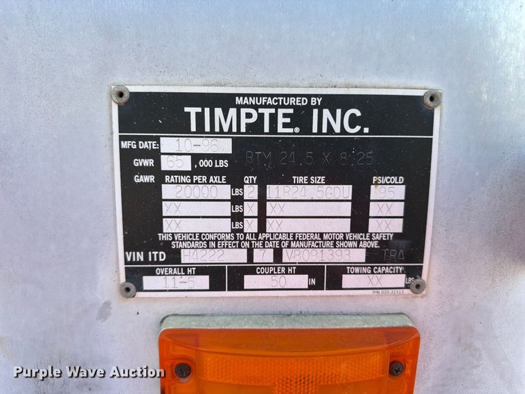 image for item FK3291 1997 Timpte grain trailer