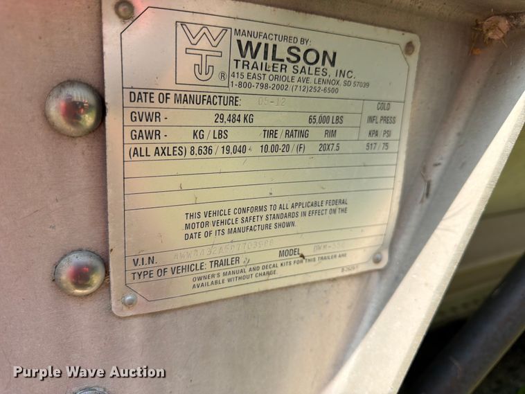 image for item FK3295 2013 Wilson Trailer Co. DWH-550 grain trailer