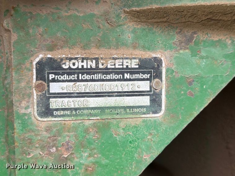 image for item FP4039 1989 John Deere 8760 4WD tractor