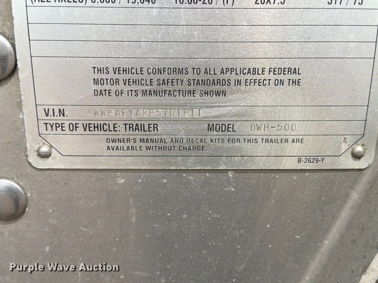 image for item FT6669 2011 Wilson DWH-500 Pacesetter grain trailer