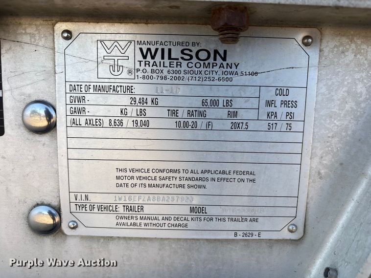 image for item JM9387 2011 Wilson DWG-550WB grain trailer