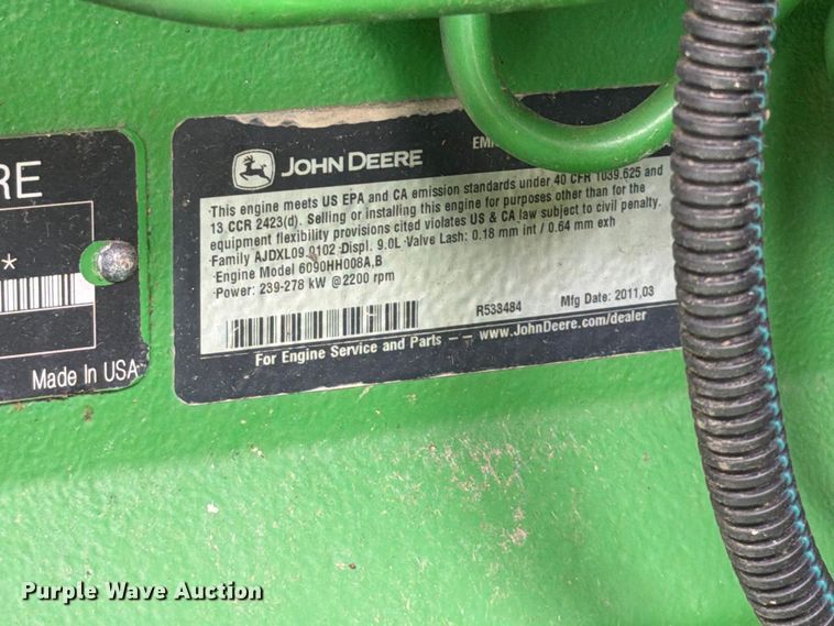 image for item YA4644 2011 John Deere 9770 STS RWA combine
