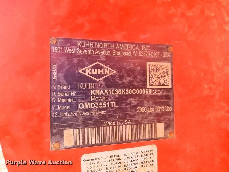 image for item YA4832 2025 Kuhn GMD3551TL disc mower