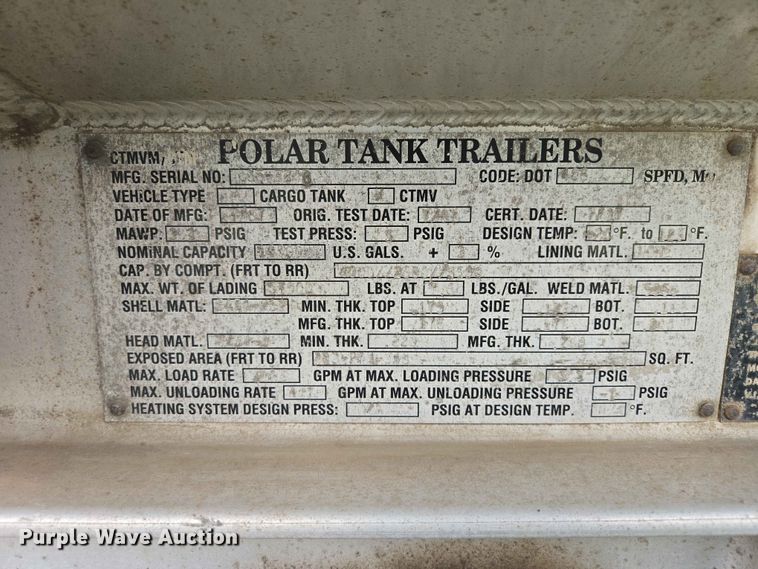 image for item DP8933 2008 Polar tank trailer
